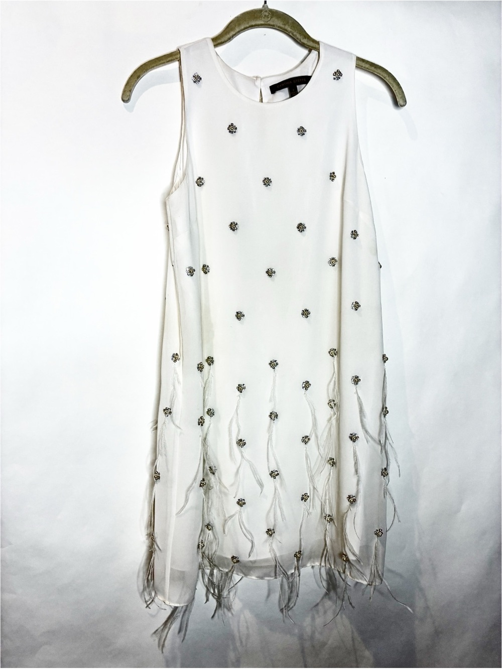 Cynthia Steffe | Mini Dress with Rhinestones & Feather Hems